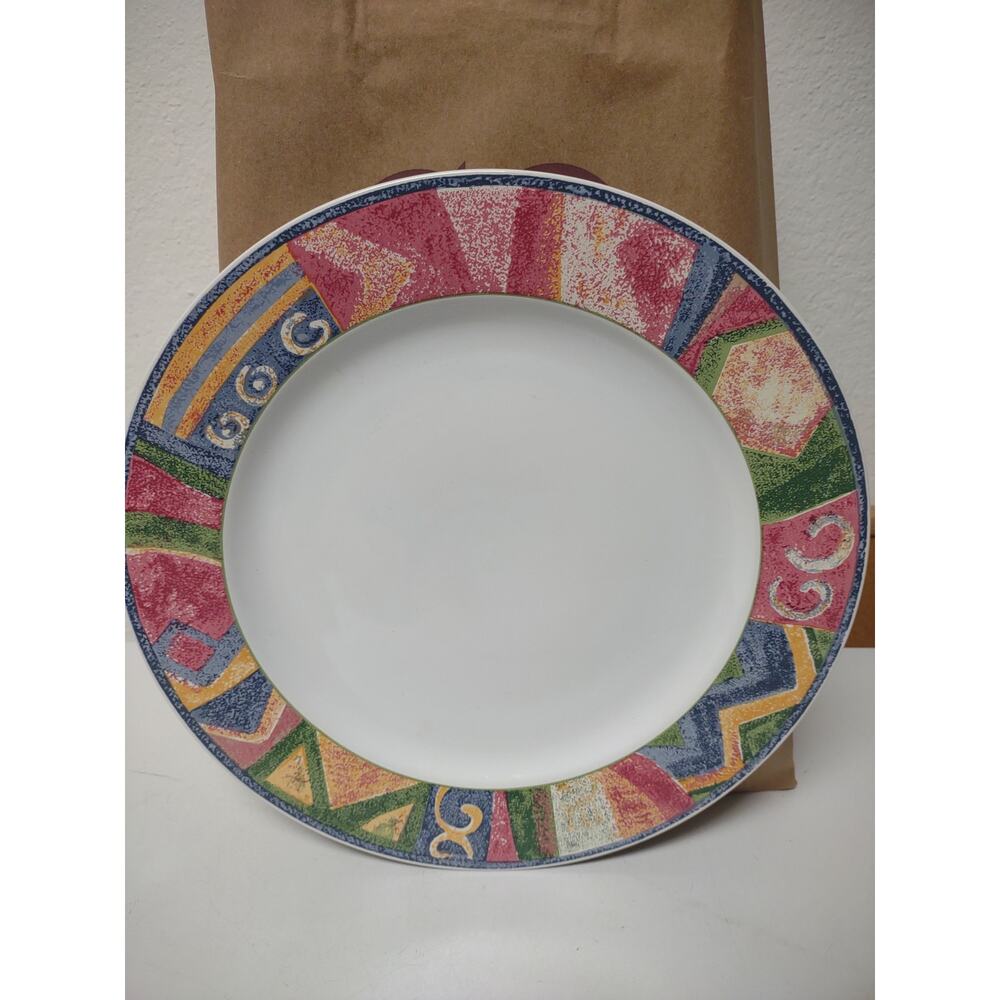 Furio Mesa H097/9 Ceramic Chop Plate Serving Platter 12.5" Tribal Southwest rim